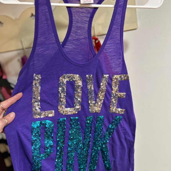 VS pink tank top with sequins size xs - Picture 3 of 3